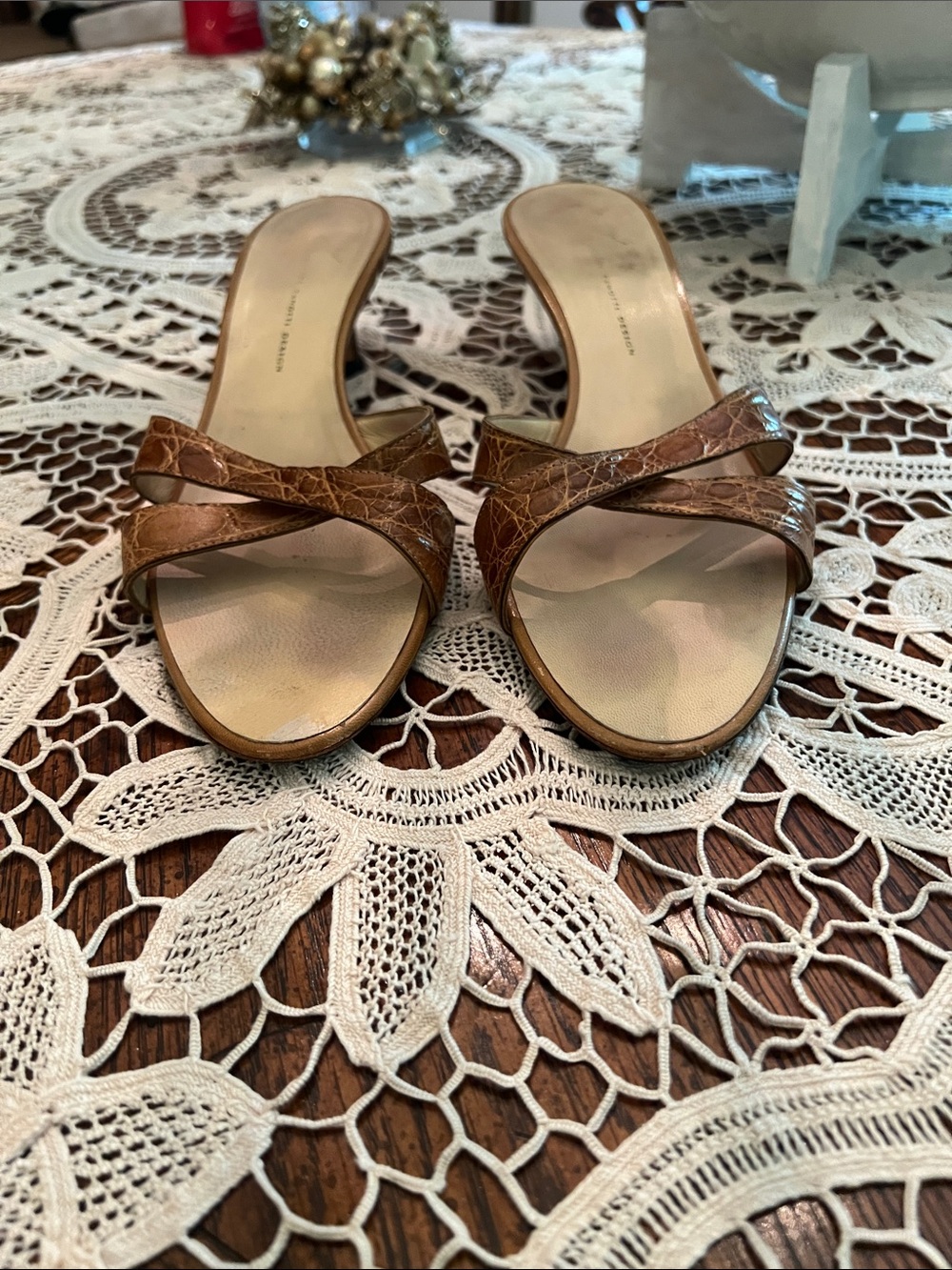 Giuseppe Zanotti Brown Croc-Texture Slide Sandals